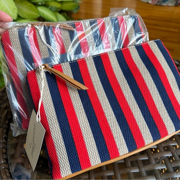 Universal Thread Handbags - Universal Thread Red And Blue Striped Clutch/Makeup Bag (2-pack Bundle)